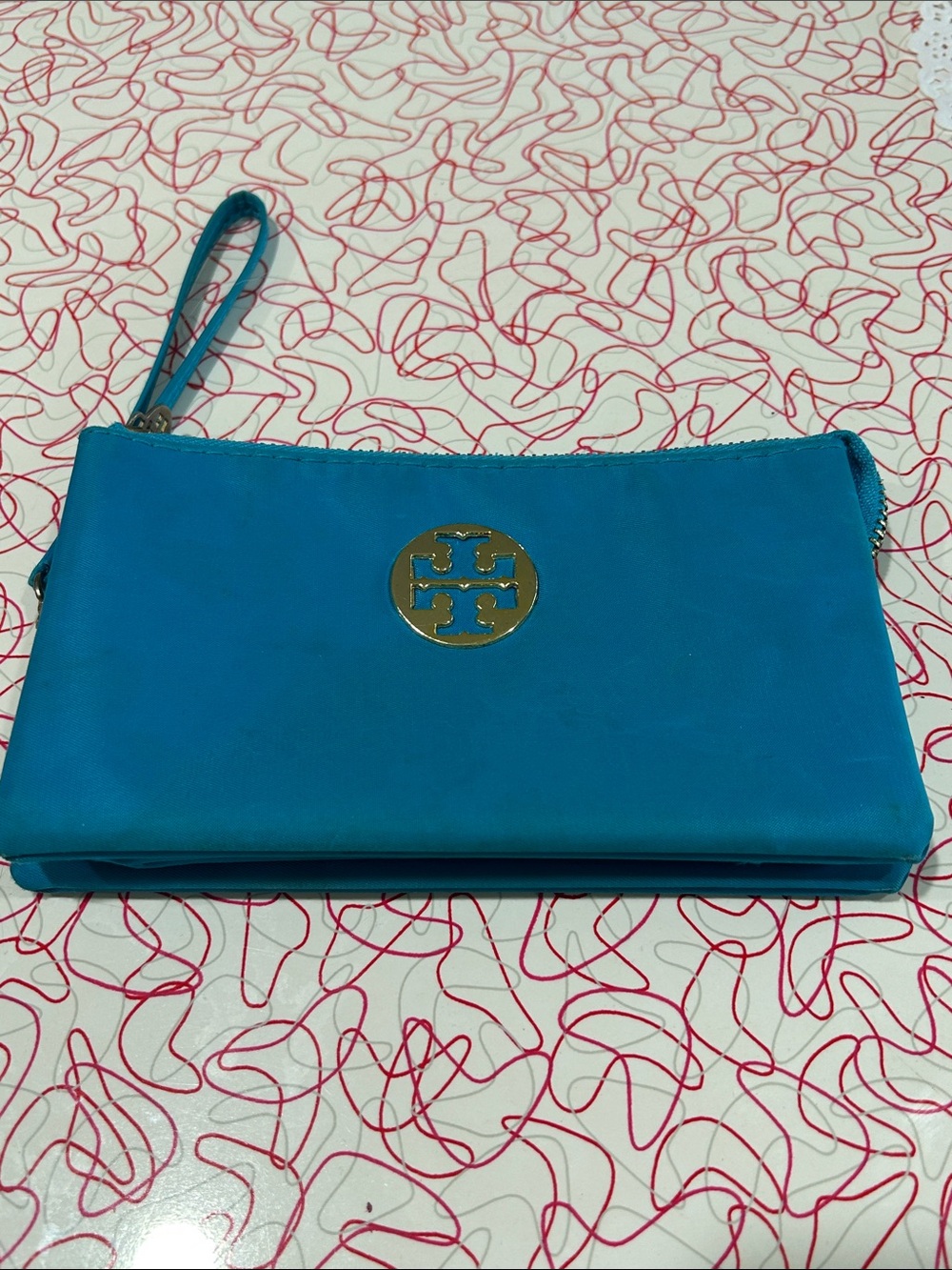 Tory Burch Turquoise Nylon Wristlet Wallet